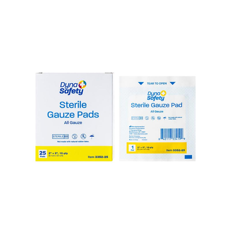 Dynarex Gauze Pad - Sterile 1's, 2" x 2" 12 Ply - 25ea/bx, 28bxs/cs (700 Count) Dynarex Gauze Pad - Sterile 1's, 2" x 2" 12 Ply - 25ea/bx, 28bxs/cs (700 Count)