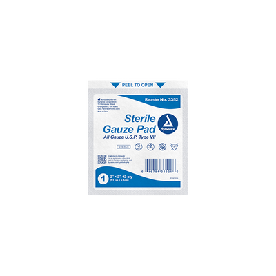 Dynarex Gauze Pad - Sterile 1's, 2" x 2" 12 Ply, 100ea/bx, 24bxs/cs (2400 Count) Dynarex Gauze Pad - Sterile 1's, 2" x 2" 12 Ply, 100ea/bx, 24bxs/cs (2400 Count)