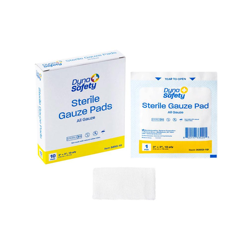 Dynarex Gauze Pad - Sterile 1's, 3" x 3" 12 Ply, 10ea/bx, 48bxs/cs (480 Count) Dynarex Gauze Pad - Sterile 1's, 3" x 3" 12 Ply, 10ea/bx, 48bxs/cs (480 Count)