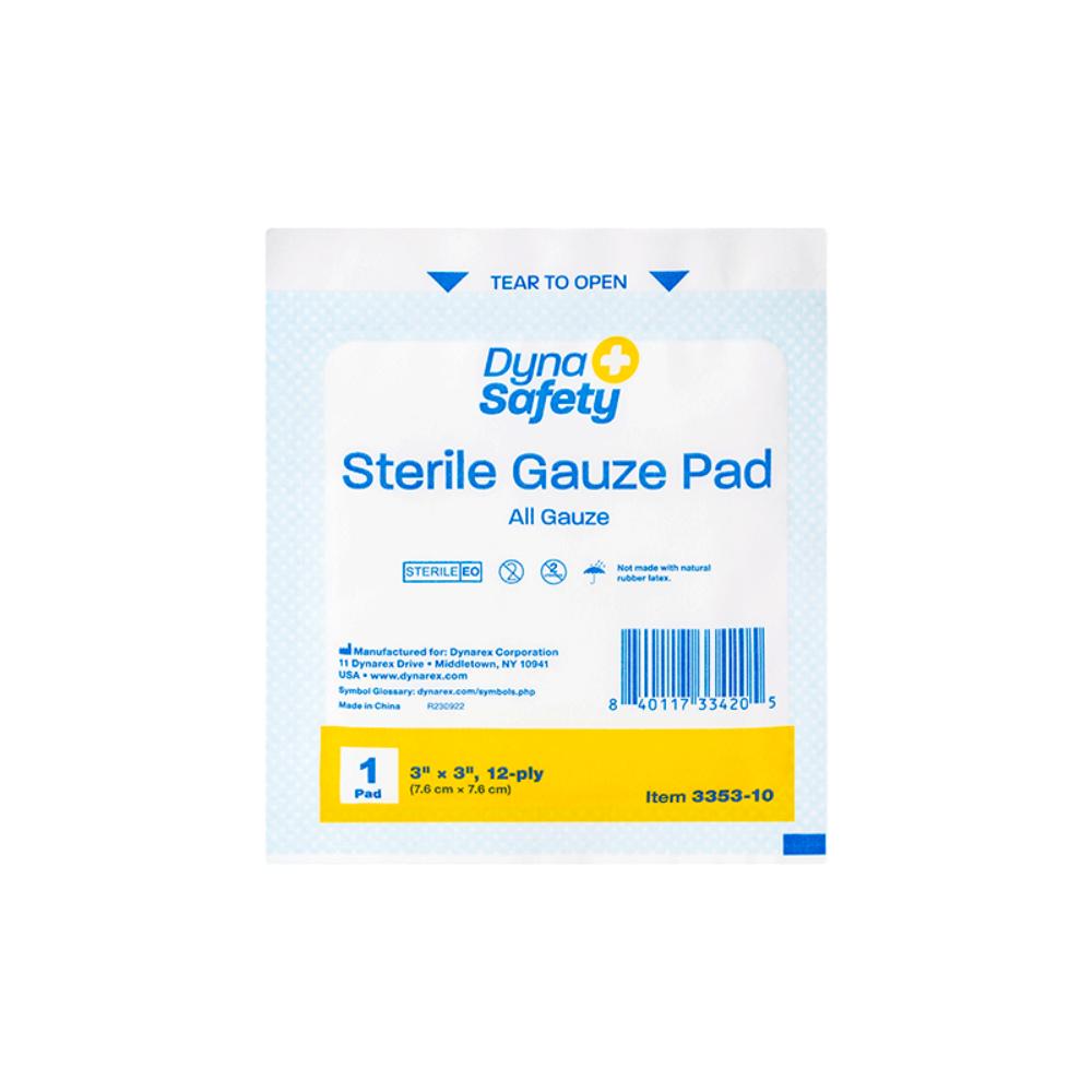 Dynarex Gauze Pad - Sterile 1's, 3" x 3" 12 Ply, 10ea/bx, 48bxs/cs (480 Count) Dynarex Gauze Pad - Sterile 1's, 3" x 3" 12 Ply, 10ea/bx, 48bxs/cs (480 Count)