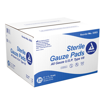 Dynarex Sterile Gauze Pads 1's - 12 Ply, 100ea/bx Dynarex Sterile Gauze Pads 1's - 12 Ply, 100ea/bx