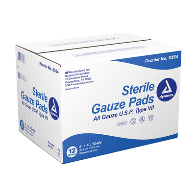 Dynarex Sterile Gauze Pads 1's - 12 Ply, 100ea/bx Dynarex Sterile Gauze Pads 1's - 12 Ply, 100ea/bx
