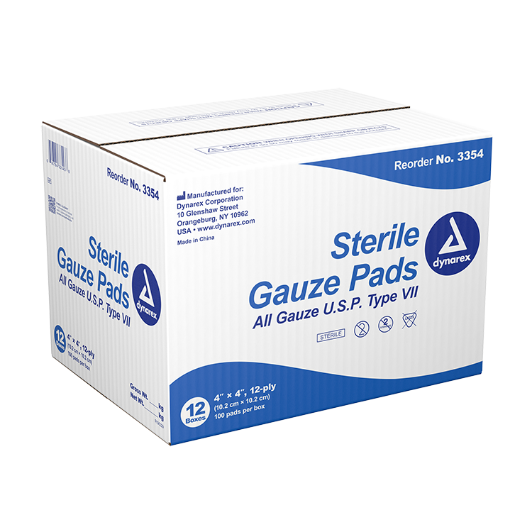 Dynarex Sterile Gauze Pads 1's - 12 Ply, 100ea/bx Dynarex Sterile Gauze Pads 1's - 12 Ply, 100ea/bx