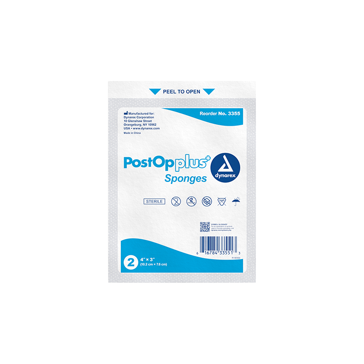 Dynarex Post Op Plus Sponge, 4" x 3" - 25ea/bx, 24bxs/cs (600 Count) Dynarex Post Op Plus Sponge, 4" x 3" - 25ea/bx, 24bxs/cs (600 Count)