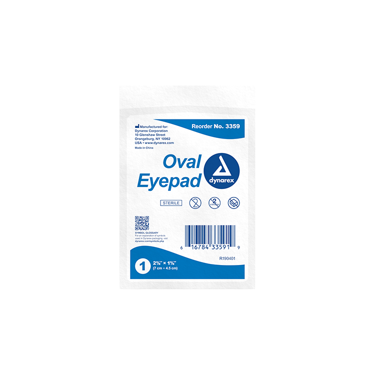 Dynarex Oval Eye Pads - Sterile, 2 5/8" x 1 5/8" - 1000ea/cs (1000 Count) Dynarex Oval Eye Pads - Sterile, 2 5/8" x 1 5/8" - 1000ea/cs (1000 Count)