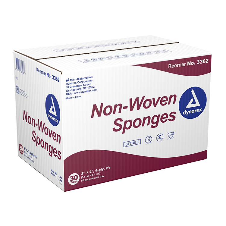 Dynarex Non-Woven Sponge - Sterile 2's, 2" x 2" 4 Ply - 50ea/bx, 30bxs/cs (1500 Count) Dynarex Non-Woven Sponge - Sterile 2's, 2" x 2" 4 Ply - 50ea/bx, 30bxs/cs (1500 Count)