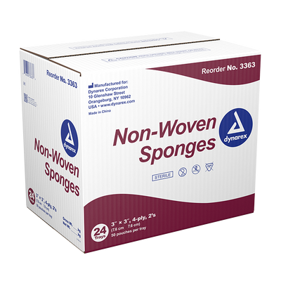 Dynarex Non-Woven Sponge - Sterile 2's, 3" x 3" 4 Ply - 50ea/bx, 24bxs/cs (1200 Count) Dynarex Non-Woven Sponge - Sterile 2's, 3" x 3" 4 Ply - 50ea/bx, 24bxs/cs (1200 Count)