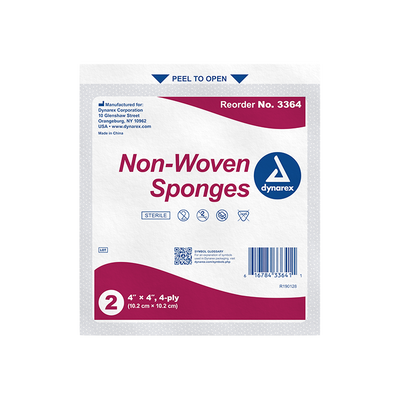 Dynarex Non-Woven Sponge - Sterile 2's, 4" x 4" 4 Ply, 25ea/bx, 24bxs/cs (600 Count) Dynarex Non-Woven Sponge - Sterile 2's, 4" x 4" 4 Ply, 25ea/bx, 24bxs/cs (600 Count)