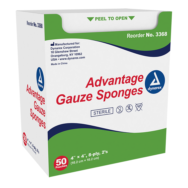 Dynarex Gauze Sponge - Sterile 2's, 4" x 4" 8 Ply, 50ea/bx, 12bxs/cs (600 Count) Dynarex Gauze Sponge - Sterile 2's, 4" x 4" 8 Ply, 50ea/bx, 12bxs/cs (600 Count)