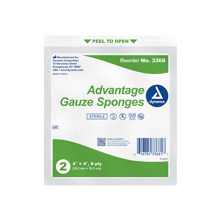 Dynarex Gauze Sponge - Sterile 2's, 4" x 4" 8 Ply, 50ea/bx, 12bxs/cs (600 Count) Dynarex Gauze Sponge - Sterile 2's, 4" x 4" 8 Ply, 50ea/bx, 12bxs/cs (600 Count)