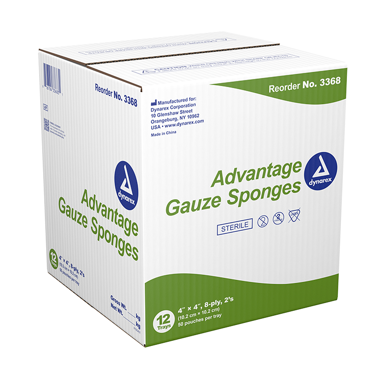 Dynarex Gauze Sponge - Sterile 2's, 4" x 4" 8 Ply, 50ea/bx, 12bxs/cs (600 Count) Dynarex Gauze Sponge - Sterile 2's, 4" x 4" 8 Ply, 50ea/bx, 12bxs/cs (600 Count)