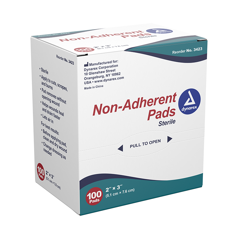 Dynarex Non-Adherent Pads - Sterile, 2" x 3", 100ea/bx, 12bxs/cs (1200) Dynarex Non-Adherent Pads - Sterile, 2" x 3", 100ea/bx, 12bxs/cs (1200)