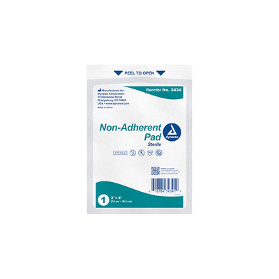Dynarex Non-Adherent Pads - Sterile, 3" x 4" - 100ea/bx, 12bxs/cs (1200 Count) Dynarex Non-Adherent Pads - Sterile, 3" x 4" - 100ea/bx, 12bxs/cs (1200 Count)