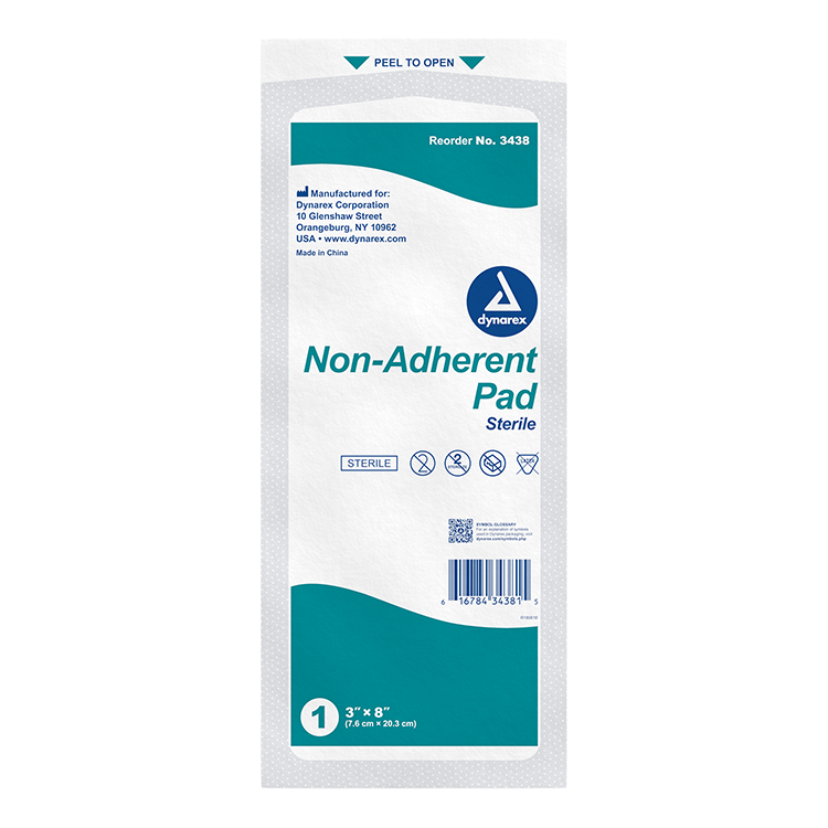 Dynarex Non-Adherent Pads - Sterile, 3" x 8", 50ea/bx, 12bxs/cs (600 Count) Dynarex Non-Adherent Pads - Sterile, 3" x 8", 50ea/bx, 12bxs/cs (600 Count)