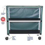 MJM International 345-2C 2-shelf linen cart with mesh or solid cover, 4" casters, shelf size: 20" x 45", 125 lbs per shelf MJM International 345-2C 2-shelf linen cart with mesh or solid cover, 4" casters, shelf size: 20" x 45", 125 lbs per shelf