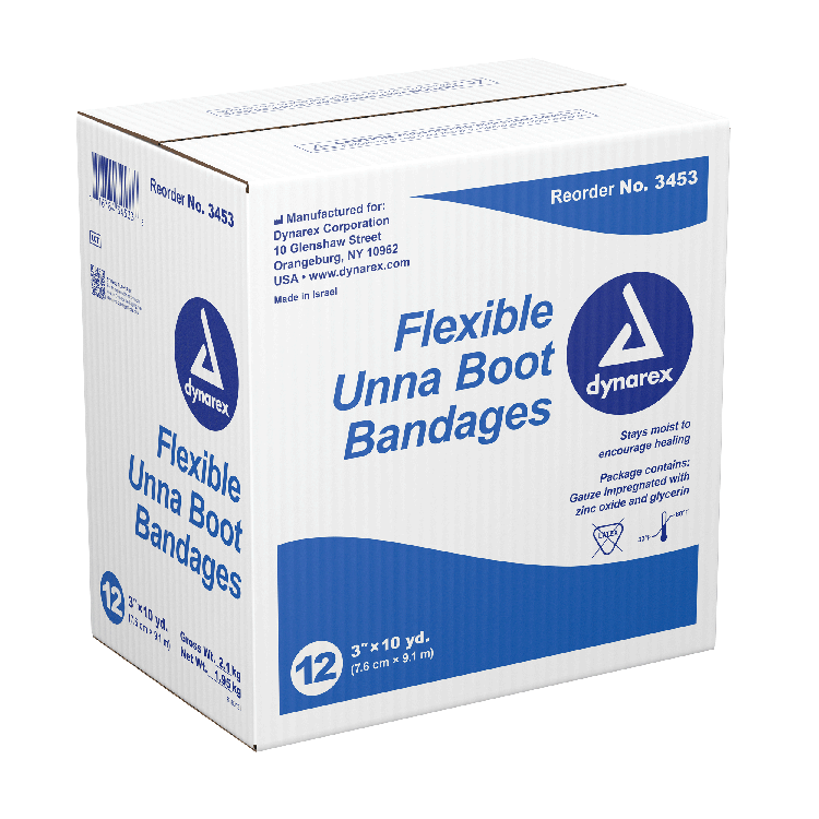 Dynarex Unna Boot Bandages Without Calamine - 12ea/cs (12 Count) Dynarex Unna Boot Bandages Without Calamine - 12ea/cs (12 Count)
