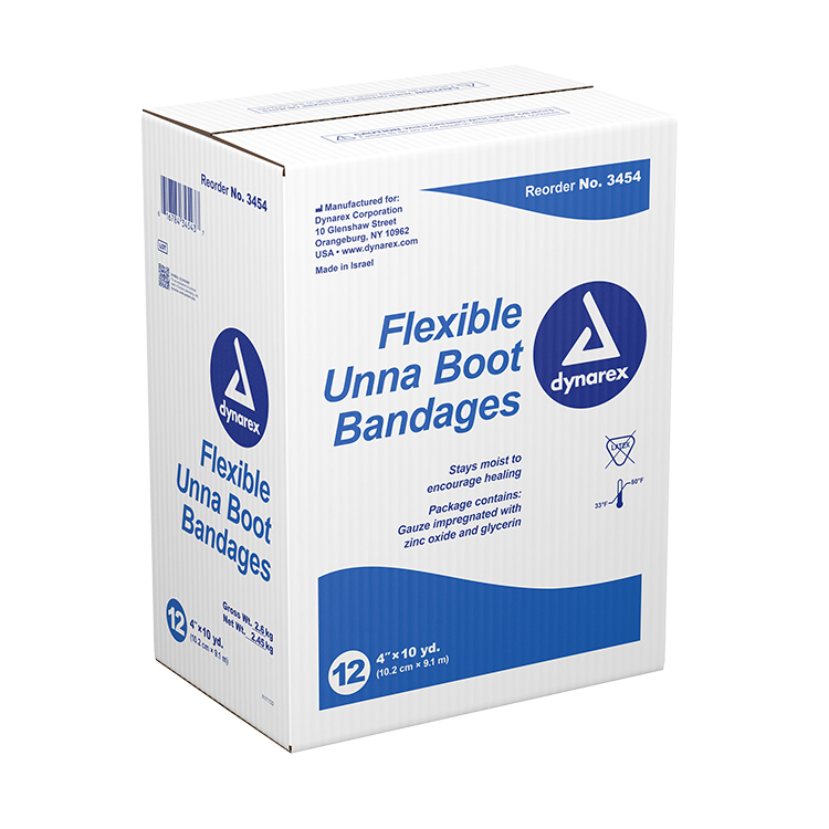 Dynarex Unna Boot Bandages Without Calamine - 12ea/cs (12 Count) Dynarex Unna Boot Bandages Without Calamine - 12ea/cs (12 Count)