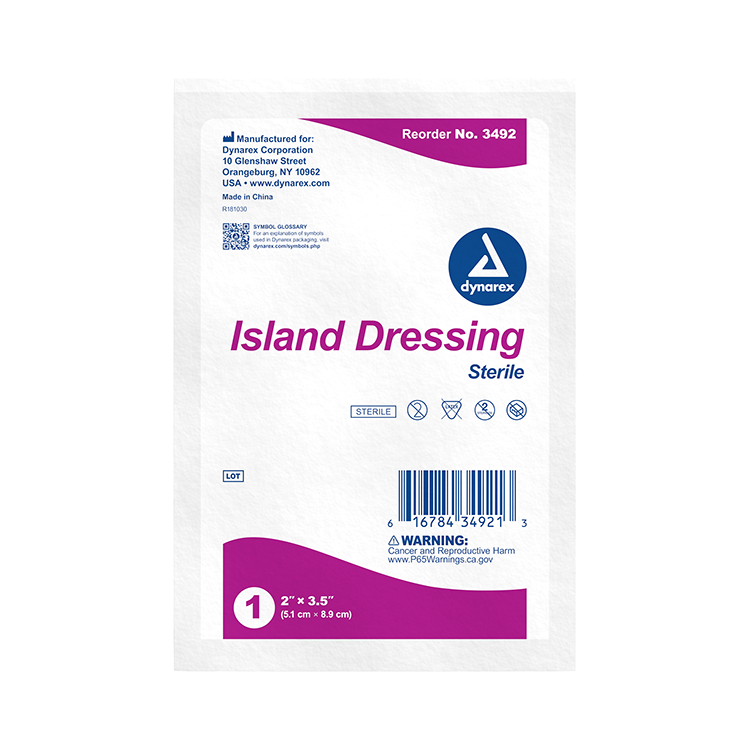 Dynarex Island Dressing Sterile, 2" x 3.5" - 50ea/bx 6bxs/cs (300 Count) Dynarex Island Dressing Sterile, 2" x 3.5" - 50ea/bx 6bxs/cs (300 Count)