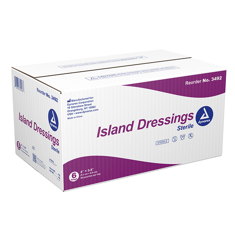 Dynarex Island Dressing Sterile, 2" x 3.5" - 50ea/bx 6bxs/cs (300 Count) Dynarex Island Dressing Sterile, 2" x 3.5" - 50ea/bx 6bxs/cs (300 Count)