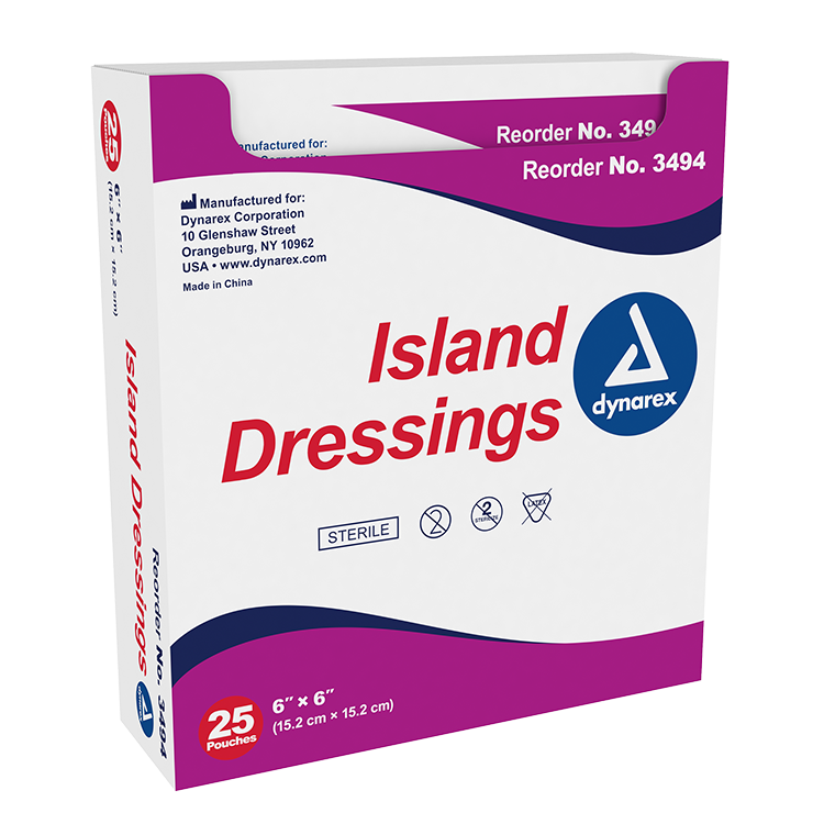 Dynarex Island Dressing Sterile, 6" x 6" - 25ea/bx 6bxs/cs (150 Count) Dynarex Island Dressing Sterile, 6" x 6" - 25ea/bx 6bxs/cs (150 Count)
