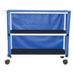 MJM International 350-2C 2-shelf jumbo linen cart with mesh or solid vinyl cover, 4” twin casters, shelf size: 20" x 50", 150 lbs per shelf MJM International 350-2C 2-shelf jumbo linen cart with mesh or solid vinyl cover, 4” twin casters, shelf size: 20" x 50", 150 lbs per shelf