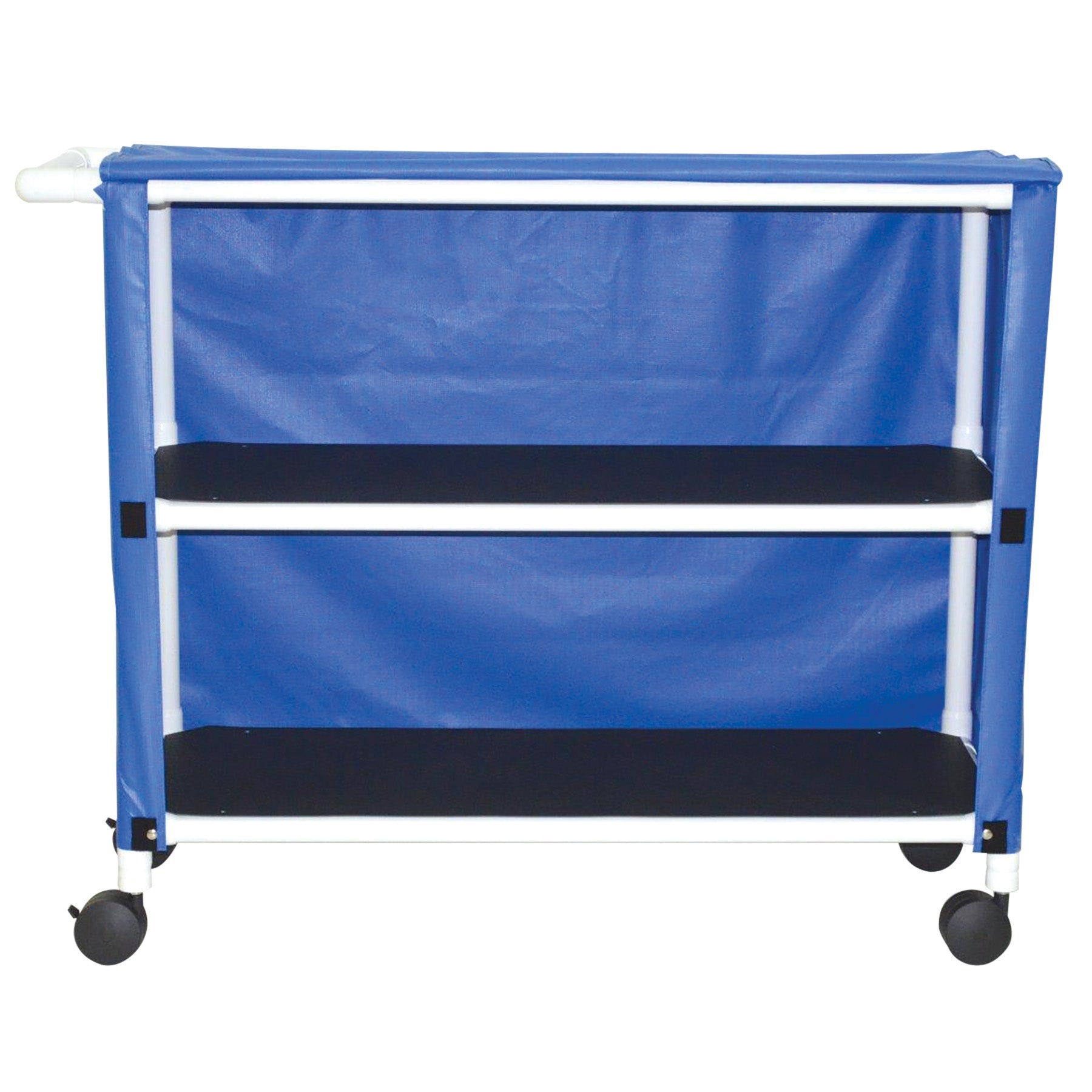 MJM International 350-2C 2-shelf jumbo linen cart with mesh or solid vinyl cover, 4” twin casters, shelf size: 20" x 50", 150 lbs per shelf MJM International 350-2C 2-shelf jumbo linen cart with mesh or solid vinyl cover, 4” twin casters, shelf size: 20" x 50", 150 lbs per shelf
