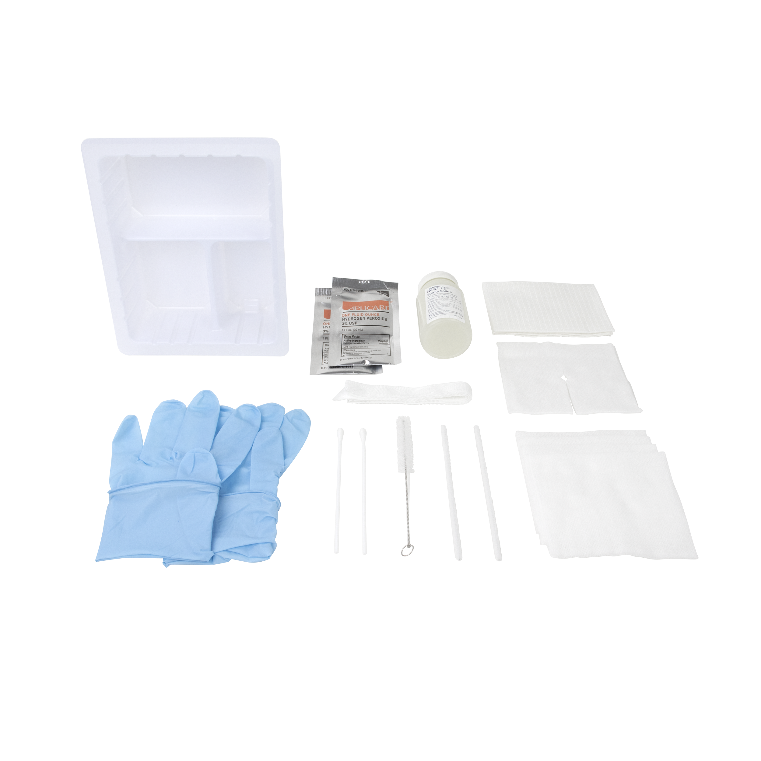 Dynarex Tracheostomy Care Kit - Three Compartment Tray with Nitrile Gloves and Saline & Peroxide (20 Count) Dynarex Tracheostomy Care Kit - Three Compartment Tray with Nitrile Gloves and Saline & Peroxide (20 Count)