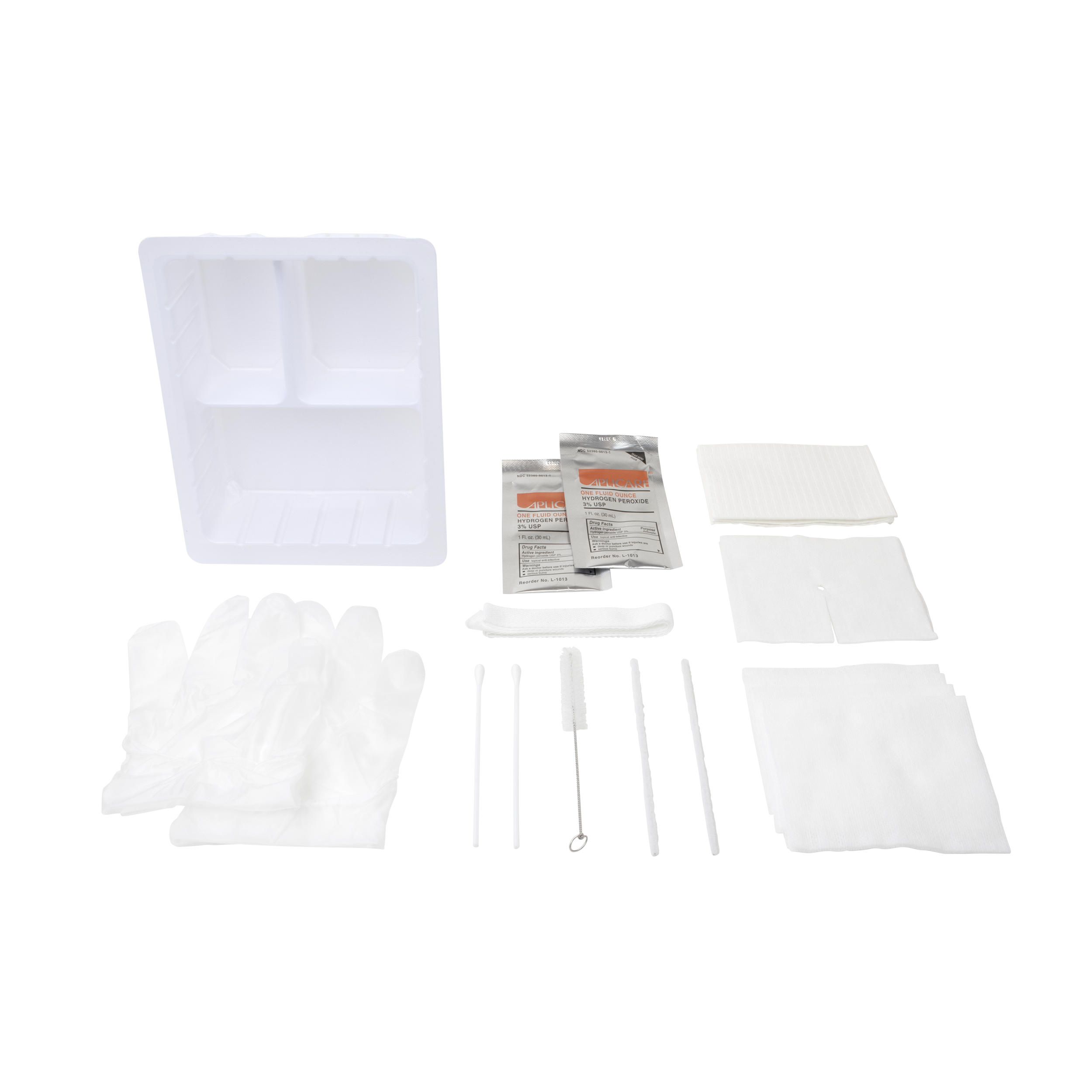 Dynarex Tracheostomy Care Kit - Three Compartment Tray with Vinyl Gloves and Peroxide (20 Count) Dynarex Tracheostomy Care Kit - Three Compartment Tray with Vinyl Gloves and Peroxide (20 Count)