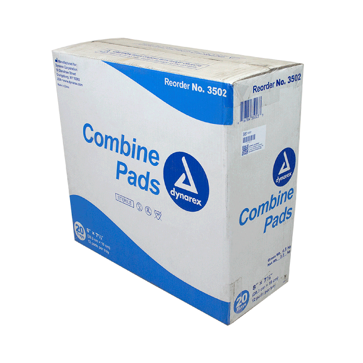 Dynarex Combine Pads 1/pouch - Sterile, 8" x 7.5", 12ea/bx, 20bxs/cs (240 Count) Dynarex Combine Pads 1/pouch - Sterile, 8" x 7.5", 12ea/bx, 20bxs/cs (240 Count)