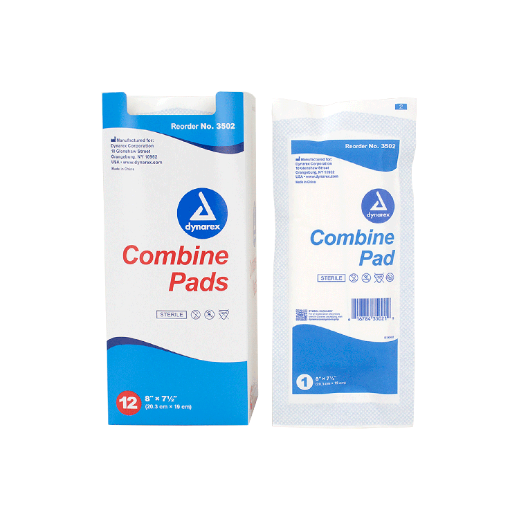 Dynarex Combine Pads 1/pouch - Sterile, 8" x 7.5", 12ea/bx, 20bxs/cs (240 Count) Dynarex Combine Pads 1/pouch - Sterile, 8" x 7.5", 12ea/bx, 20bxs/cs (240 Count)