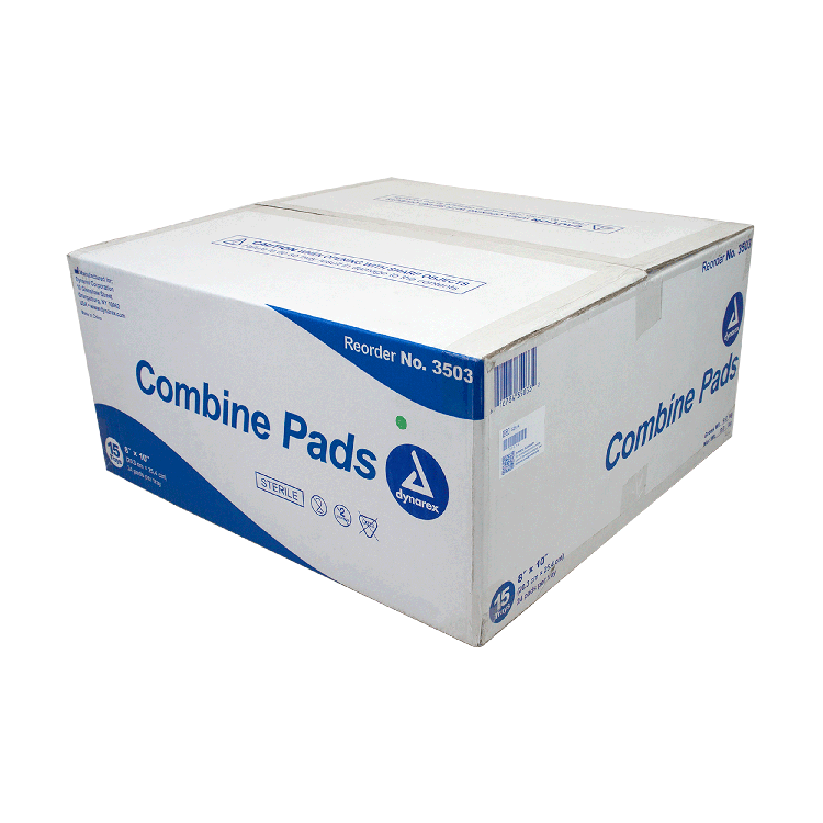 Dynarex Combine Pads 1/pouch - Sterile, 8" x 10" 24ea/bx, 15bxs/cs (360 Count) Dynarex Combine Pads 1/pouch - Sterile, 8" x 10" 24ea/bx, 15bxs/cs (360 Count)
