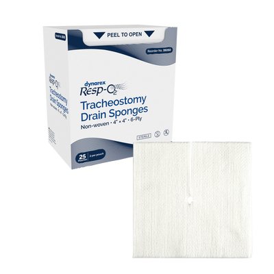 Dynarex Tracheostomy Sterile Drain Sponge Non-Woven - 4"x4" 2's, 6-Ply, 25/box, Case of 12 (600 Count) Dynarex Tracheostomy Sterile Drain Sponge Non-Woven - 4"x4" 2's, 6-Ply, 25/box, Case of 12 (600 Count)