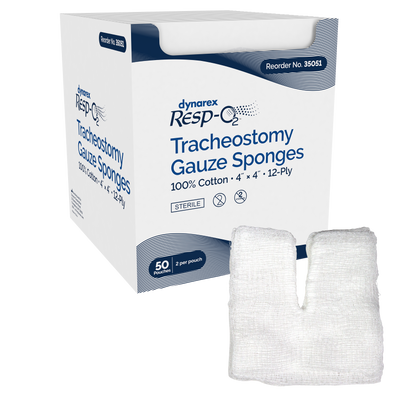 Dynarex Tracheostomy Sterile Drain Sponges - Gauze Sponges, 100% Cotton 4"x4" 2's, 12-Ply (600 Count) Dynarex Tracheostomy Sterile Drain Sponges - Gauze Sponges, 100% Cotton 4"x4" 2's, 12-Ply (600 Count)