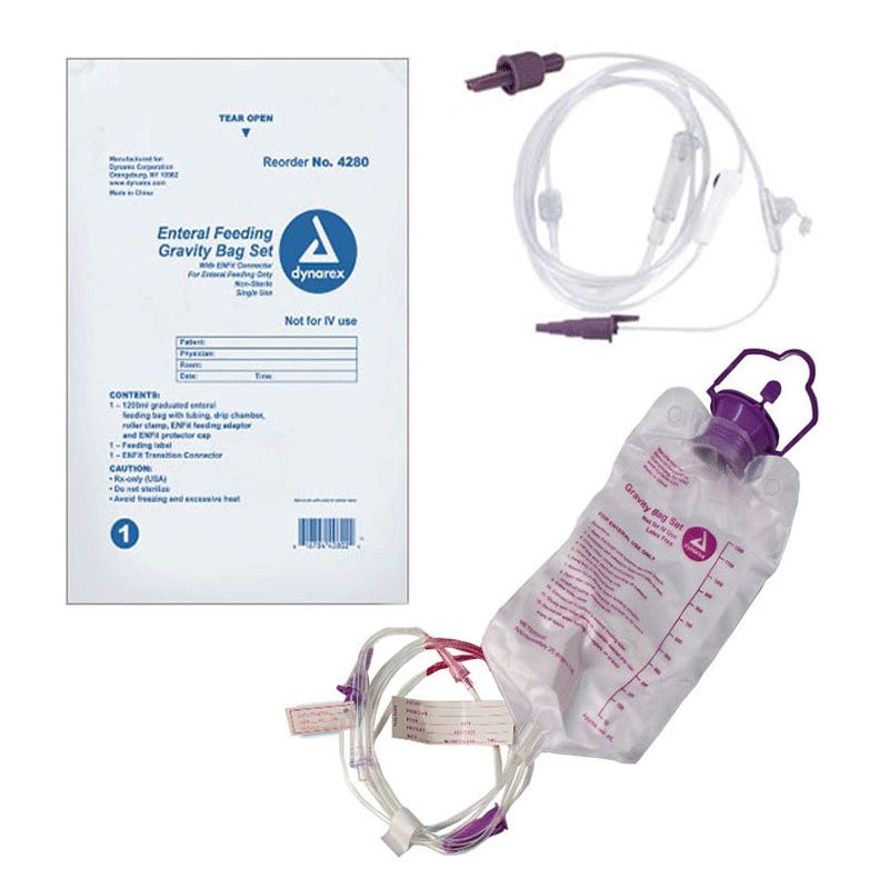 Dynarex Enteral Delivery Gravity Bag Set - w/ ENFit Connector (30 Count) Dynarex Enteral Delivery Gravity Bag Set - w/ ENFit Connector (30 Count)