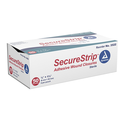 Dynarex SecureStrip Adhesive Wound Closures - Sterile, 50ea/bx, 4bxs/cs (200 Count) Dynarex SecureStrip Adhesive Wound Closures - Sterile, 50ea/bx, 4bxs/cs (200 Count)