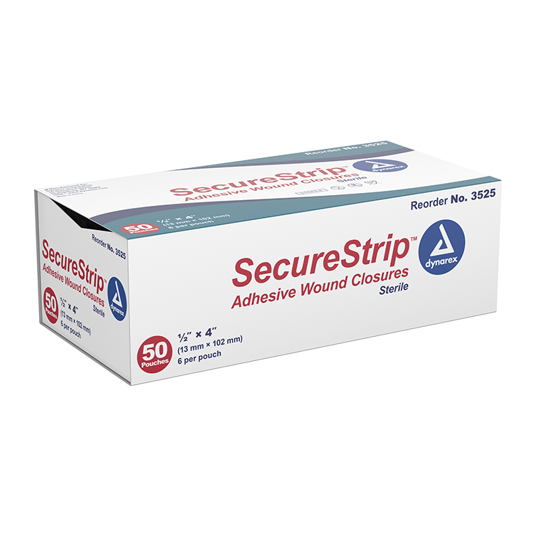 Dynarex SecureStrip Adhesive Wound Closures - Sterile, 50ea/bx, 4bxs/cs (200 Count) Dynarex SecureStrip Adhesive Wound Closures - Sterile, 50ea/bx, 4bxs/cs (200 Count)