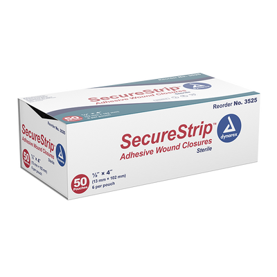 Dynarex SecureStrip Adhesive Wound Closures - Sterile, 50ea/bx, 4bxs/cs (200 Count) Dynarex SecureStrip Adhesive Wound Closures - Sterile, 50ea/bx, 4bxs/cs (200 Count)
