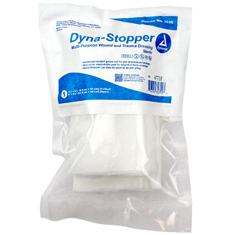 Dynarex Dyna-Stopper Trauma Dressing - Sterile 3.5" x 5.5" - 60ea/cs (60 Count) Dynarex Dyna-Stopper Trauma Dressing - Sterile 3.5" x 5.5" - 60ea/cs (60 Count)