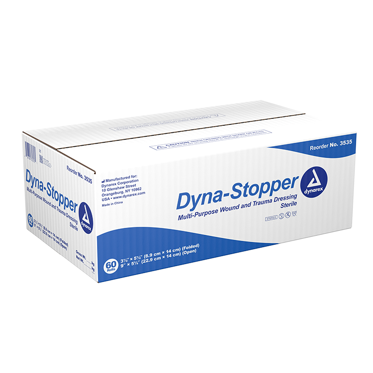 Dynarex Dyna-Stopper Trauma Dressing - Sterile 3.5" x 5.5" - 60ea/cs (60 Count) Dynarex Dyna-Stopper Trauma Dressing - Sterile 3.5" x 5.5" - 60ea/cs (60 Count)