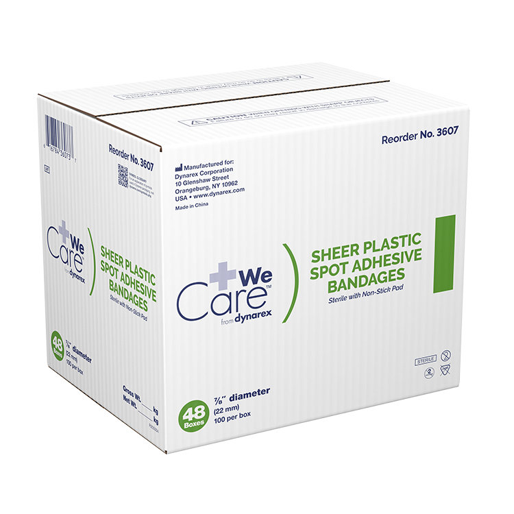 Dynarex Sheer Spot Bandages - Sterile, 7/8" Spot - 100ea/bx, 48bxs/cs (4800) Dynarex Sheer Spot Bandages - Sterile, 7/8" Spot - 100ea/bx, 48bxs/cs (4800)