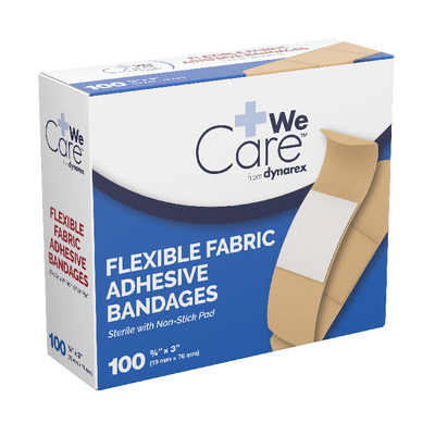 Dynarex Adhesive Flexible Fabric Bandages, Sterile - 100ea/bx, 24bxs/cs (2400 Count) Dynarex Adhesive Flexible Fabric Bandages, Sterile - 100ea/bx, 24bxs/cs (2400 Count)
