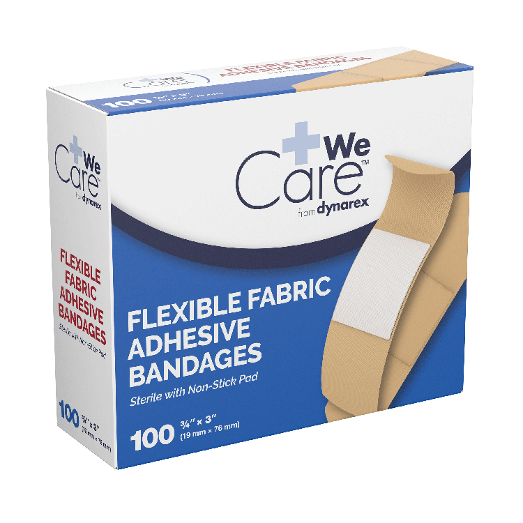 Dynarex Adhesive Flexible Fabric Bandages, Sterile - 100ea/bx, 24bxs/cs (2400 Count) Dynarex Adhesive Flexible Fabric Bandages, Sterile - 100ea/bx, 24bxs/cs (2400 Count)