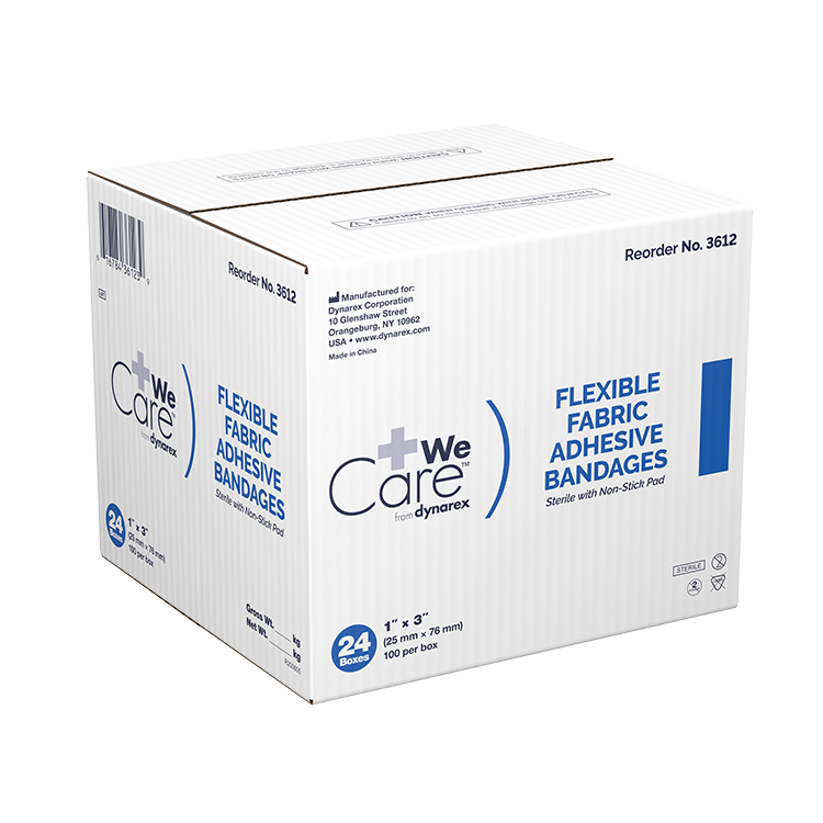 Dynarex Adhesive Flexible Fabric Bandages, Sterile - 100ea/bx, 24bxs/cs (2400 Count) Dynarex Adhesive Flexible Fabric Bandages, Sterile - 100ea/bx, 24bxs/cs (2400 Count)