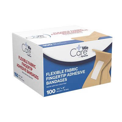 Dynarex Adhesive Fabric Bandages Fingertip, Sterile - 100ea/bx, 24bxs/cs (2400 Count) Dynarex Adhesive Fabric Bandages Fingertip, Sterile - 100ea/bx, 24bxs/cs (2400 Count)