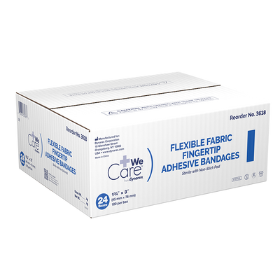 Dynarex Adhesive Fabric Bandages Fingertip, Sterile - 100ea/bx, 24bxs/cs (2400 Count) Dynarex Adhesive Fabric Bandages Fingertip, Sterile - 100ea/bx, 24bxs/cs (2400 Count)