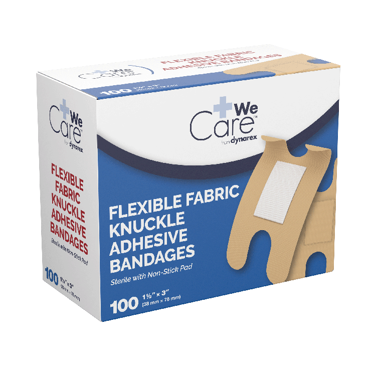 Dynarex Adhesive Fabric Bandages Knuckle - Sterile, 1 1/2" x 3" - 100ea/bx, 24bxs/cs (2400 Count) Dynarex Adhesive Fabric Bandages Knuckle - Sterile, 1 1/2" x 3" - 100ea/bx, 24bxs/cs (2400 Count)