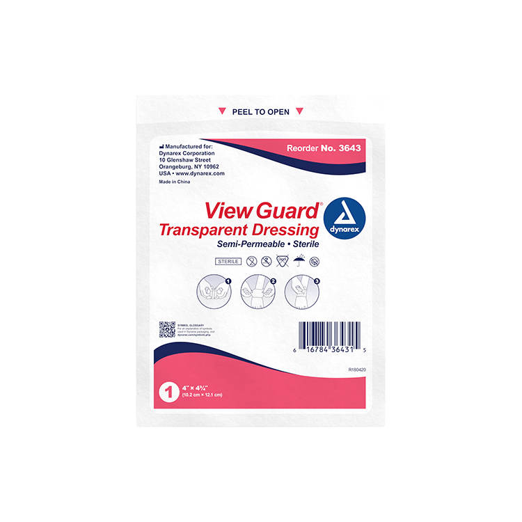 Dynarex View Guard Transparent Dressings - Sterile, 4" x 4 3/4" - 50ea/bx, 4bxs/cs (200 Count) Dynarex View Guard Transparent Dressings - Sterile, 4" x 4 3/4" - 50ea/bx, 4bxs/cs (200 Count)