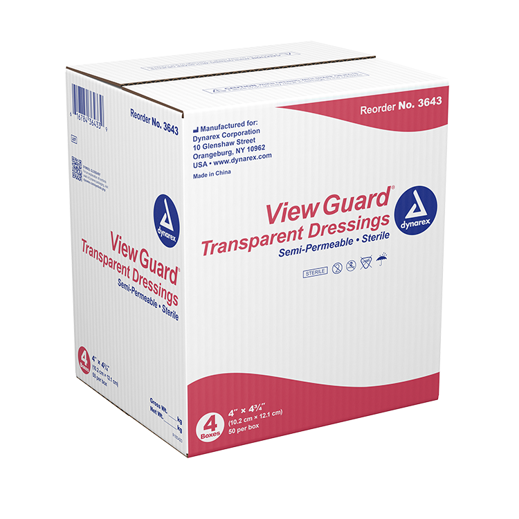 Dynarex View Guard Transparent Dressings - Sterile, 4" x 4 3/4" - 50ea/bx, 4bxs/cs (200 Count) Dynarex View Guard Transparent Dressings - Sterile, 4" x 4 3/4" - 50ea/bx, 4bxs/cs (200 Count)