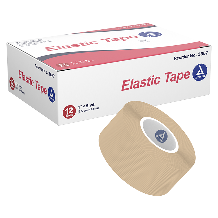 Dynarex Elastic Tape, 1" x 5yds - 12ea/bx, 12bxs/cs (144 Count) Dynarex Elastic Tape, 1" x 5yds - 12ea/bx, 12bxs/cs (144 Count)