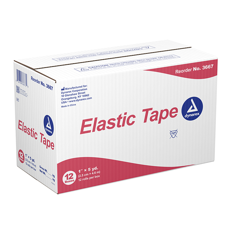 Dynarex Elastic Tape, 1" x 5yds - 12ea/bx, 12bxs/cs (144 Count) Dynarex Elastic Tape, 1" x 5yds - 12ea/bx, 12bxs/cs (144 Count)